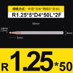 HRC55°/HRC65° R0.5mm - R3mm Cutting Router 2 Flutes Tungsten Steel Ball End Milling Cutter, CNC Milling Cutter Machine Milling Tools Ball Nose End Mill,Nano-Coated Micrograin Carbide Ball Nose End Mill