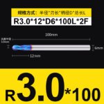 HRC55°/HRC65° R0.5mm - R3mm Cutting Router 2 Flutes Tungsten Steel Ball End Milling Cutter, CNC Milling Cutter Machine Milling Tools Ball Nose End Mill,Nano-Coated Micrograin Carbide Ball Nose End Mill