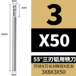 3 Flutes HRC55 Carbide End Mill CNC Cutting Tools Alloy Carbide Milling EndMills Tungsten Steel Milling Cutter Square Router Bit for Aluminum Alloy