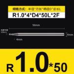HRC55°/HRC65° R0.5mm - R3mm Cutting Router 2 Flutes Tungsten Steel Ball End Milling Cutter, CNC Milling Cutter Machine Milling Tools Ball Nose End Mill,Nano-Coated Micrograin Carbide Ball Nose End Mill