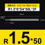 HRC55°/HRC65° R0.5mm - R3mm Cutting Router 2 Flutes Tungsten Steel Ball End Milling Cutter, CNC Milling Cutter Machine Milling Tools Ball Nose End Mill,Nano-Coated Micrograin Carbide Ball Nose End Mill