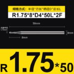 HRC55°/HRC65° R0.5mm - R3mm Cutting Router 2 Flutes Tungsten Steel Ball End Milling Cutter, CNC Milling Cutter Machine Milling Tools Ball Nose End Mill,Nano-Coated Micrograin Carbide Ball Nose End Mill