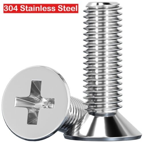image1 M1.4/M1.6/M2/M2.5/M3/M3.5/M4/M5/M6 M8 M10 M12 Screw 304 Stainless Steel Cross Head Flat Head Screws, Horn Countersunk Head Screw Small Bolt