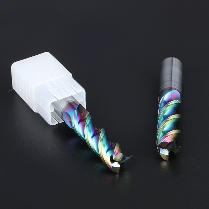 Colorful High Gloss Hard Alloy Milling Cutter HRC55 3 Flutes Tungsten Carbide End Mill Aluminium Milling Bit DLC Endmill Metal CNC Cutter for Aluminun