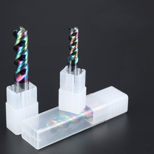 Colorful High Gloss Hard Alloy Milling Cutter HRC55 3 Flutes Tungsten Carbide End Mill Aluminium Milling Bit DLC Endmill Metal CNC Cutter for Aluminun
