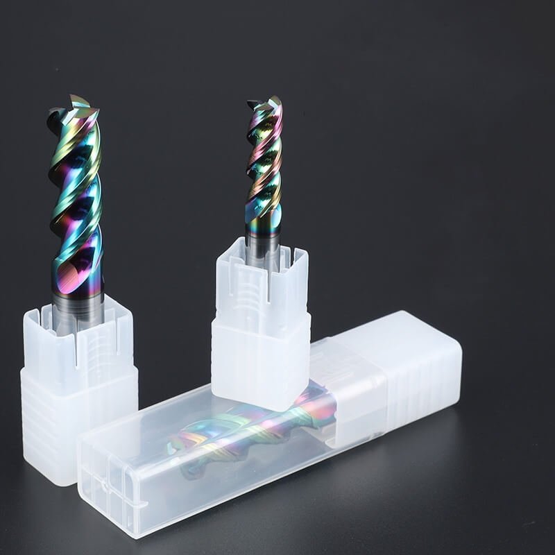 Colorful High Gloss Hard Alloy Milling Cutter HRC55 3 Flutes Tungsten Carbide End Mill Aluminium Milling Bit DLC Endmill Metal CNC Cutter for Aluminun