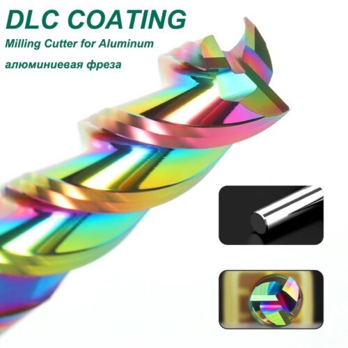 Colorful High Gloss Hard Alloy Milling Cutter HRC55 3 Flutes Tungsten Carbide End Mill Aluminium Milling Bit DLC Endmill Metal CNC Cutter for Aluminun
