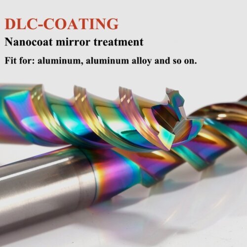 Colorful High Gloss Hard Alloy Milling Cutter HRC55 3 Flutes Tungsten Carbide End Mill Aluminium Milling Bit DLC Endmill Metal CNC Cutter for Aluminun