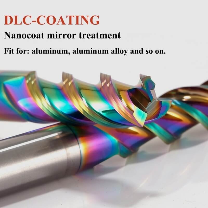 Colorful High Gloss Hard Alloy Milling Cutter HRC55 3 Flutes Tungsten Carbide End Mill Aluminium Milling Bit DLC Endmill Metal CNC Cutter for Aluminun