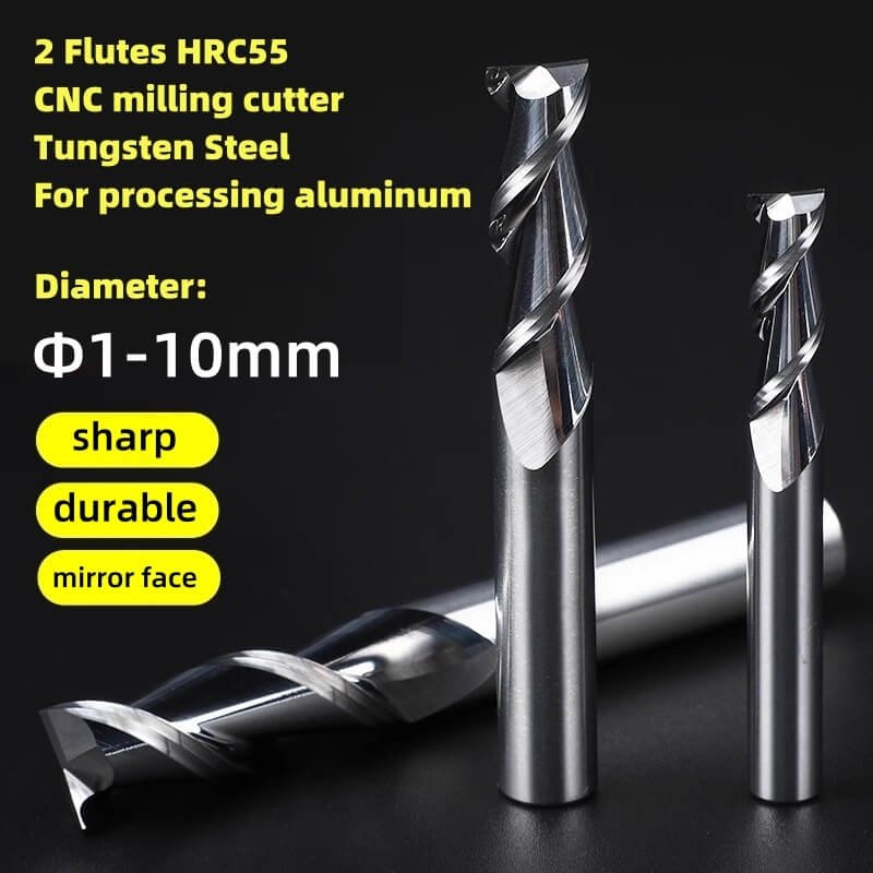 2 Flutes HRC55 Carbide End Mill CNC Cutting tools Alloy Carbide Milling EndMills Tungsten Steel Milling Cutter Square Router Bit For Aluminum