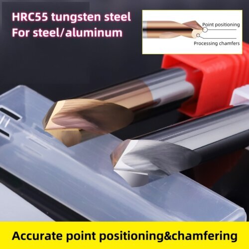 主图_01 1pcs HRC55 Tungsten Steel Alloy Centering Drill for Steel/Aluminum 90 Degree Chamfering Drill,Carbide Spot Drill Bit,CNC Drilling Guide Tool Location Center Router Bit Metal Drills