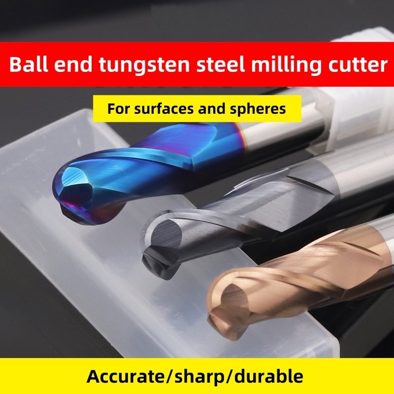 主图_1 HRC55°/HRC65° R0.5mm - R3mm Cutting Router 2 Flutes Tungsten Steel Ball End Milling Cutter, CNC Milling Cutter Machine Milling Tools Ball Nose End Mill,Nano-Coated Micrograin Carbide Ball Nose End Mill