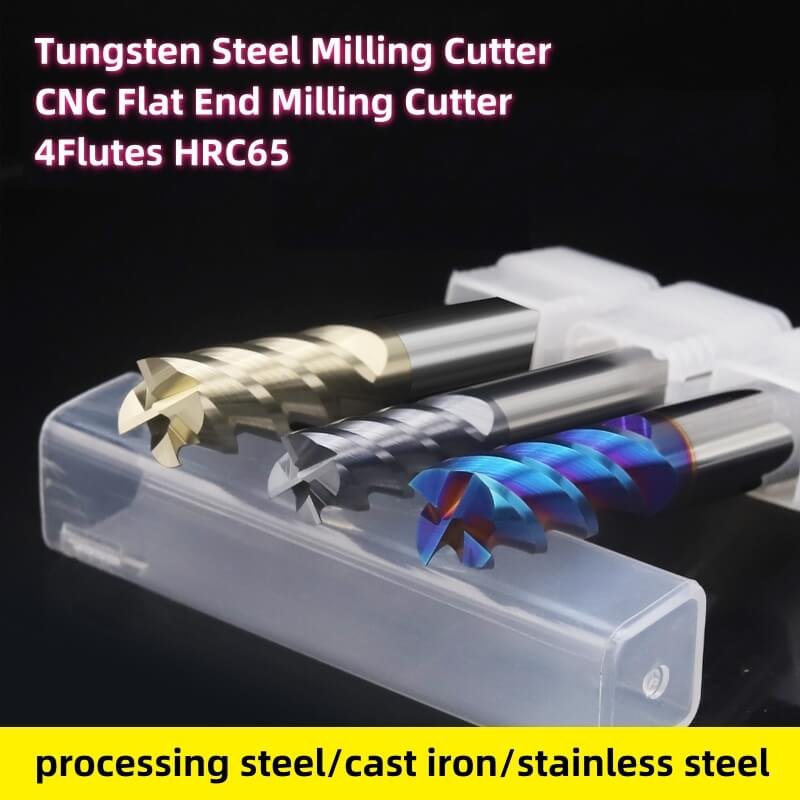 Diameter 1~8mm 4 Flutes HRC65 Carbide Flat End Mill CNC Cutting Tools Alloy Carbide Milling EndMills Tungsten Steel Milling Cutter Square Router Bit