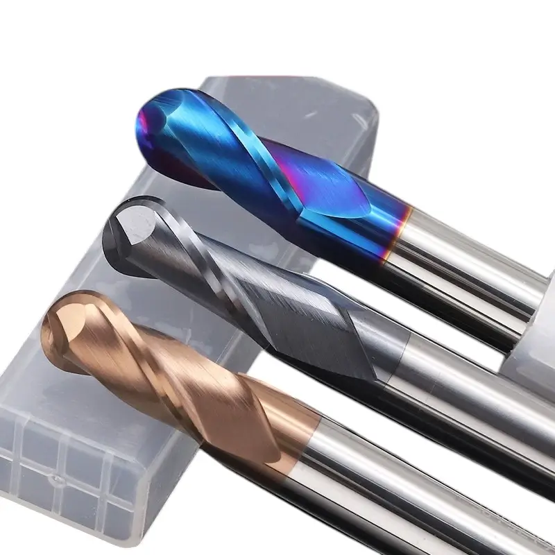 HRC55°/HRC65° R0.5mm - R3mm Cutting Router 2 Flutes Tungsten Steel Ball End Milling Cutter, CNC Milling Cutter Machine Milling Tools Ball Nose End Mill,Nano-Coated Micrograin Carbide Ball Nose End Mill